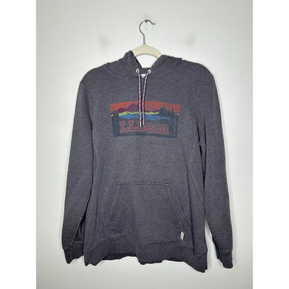 L.L. Bean Hoodie Pullover Vintage Gray Retro Graphic Long Sleeve Unisex Size L - Picture 1 of 9